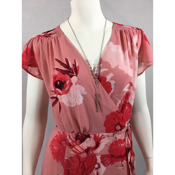 ❤️Floral Wrap Dress Perfect for Valentines Day or Easter Eva Mendez 🌸💐🌺🌷🌹🌻🥀 - Picture 3 of 6